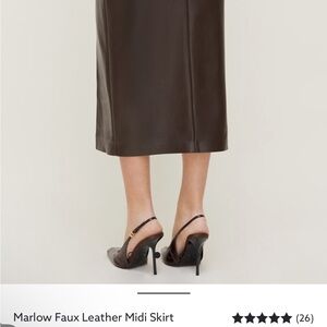 Dynamite Brown Faux Leather Midi Skirt